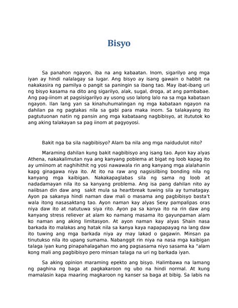 mga bisyo example
